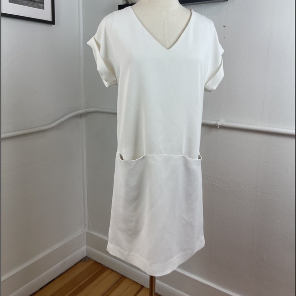 Vince Popover Cap Sleeve Shift Dress With Pockets